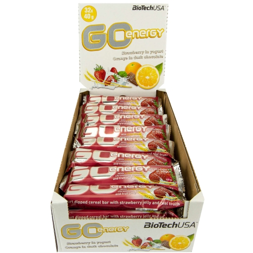 BioTechUSA Go Energy Bar 32x40 г. (Клубника в йогурте)
