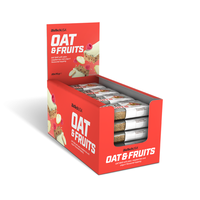 BioTechUSA Oat & Fruits bar 20x70г. (Йогуртный топинг, груша и малина)